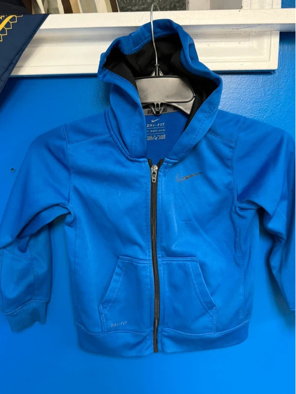 Nike Boys Dri-FIT Full Zip Fleece Hoodie Royal Blue Size 4T